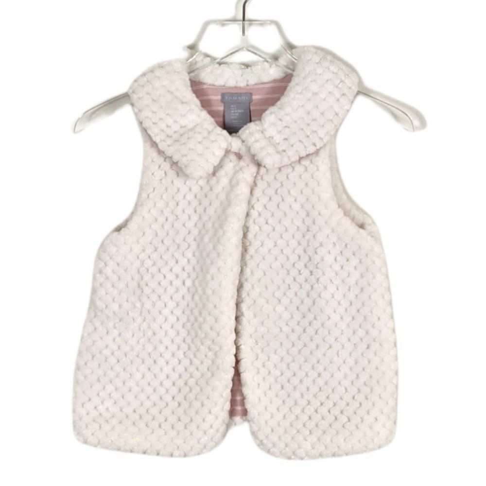 Tahari Faux Fur Toddler Girl Furry Vest Size 5 Cream